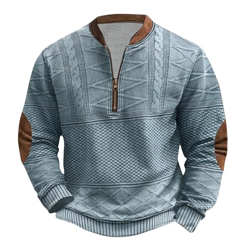 Die Discounter Half Zip Pullover Herren Vintage Sweatshirt Winter Arbeitspullover Langarm Pulli Leichte Winterpullover Große Größen Langarmshirt Rundhals Oberteile Locker Tops Sportshirt Outwear von NZYIHAO