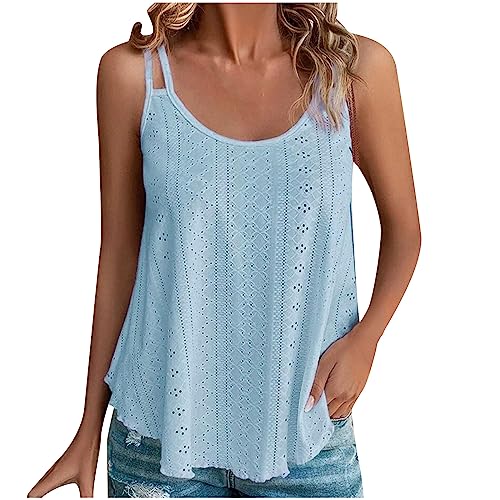 Die Discounter Sale Angebote Meine Bestellungen Anzeigen Angebote des Tages Heute Tank Top Damen Spaghettiträger Tops Ärmellos Tanktops Sommer Oberteile Casual Trägertop mit Öse Stickerei Blusen von NZYIHAO