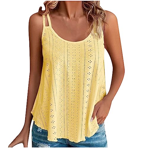 Die Discounter Sale Angebote Meine Bestellungen Anzeigen Angebote des Tages Heute Tank Top Damen Spaghettiträger Tops Ärmellos Tanktops Sommer Oberteile Casual Trägertop mit Öse Stickerei Blusen von NZYIHAO