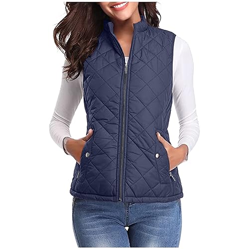 Die Discounter Sale Angebote Steppjacke Steppweste Damen Ärmellos Winterjacke Casual Steppjacke Winter Weste mit Reißverschluss Einfarbig Jacke Warme Übergangsjacke Bequem Wintermantel Steppmantel von NZYIHAO