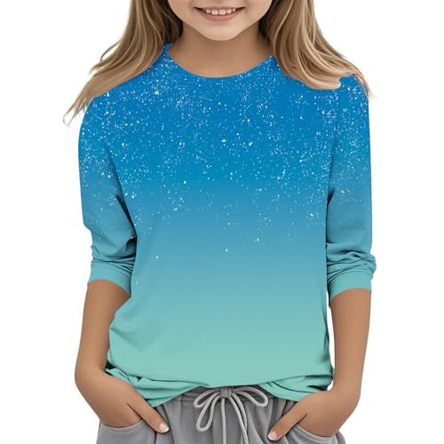 Die Discounter Tshirt Mädchen 3/4 Arm Shirt Casual Farbverlauf Tops Sommer Oberteile Jungen T-Shirt Kinder Bluse Rundhals T Shirt Leichte Shirt Locker T-Shirts Basic Blusentops Blusen von NZYIHAO