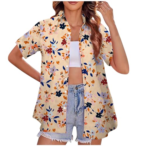 Hemd Damen Kurzarm Hawaii Hemd Damen Sommer Bluse Strand Shirt mit Knöpfen Blumen Druck Hawaiihemd Casual Oberteile Kurzarm Revers Hemdbluse Leichte Tshirt Lose Tops Bequem T-Shirt Longshirt Blusen Hemd Damen Kurzarm Hawaii Hemd Damen Sommer Bluse Strand Shirt mit Knöpfen Blumen Druck Hawaiihemd Casual Oberteile Kurzarm Revers Hemdbluse Leichte Tshirt Lose Tops Bequem T-Shirt Longshirt Blusen von NZYIHAO