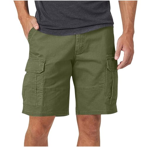 Herren-Shorts Sommer Kurze Cargo Hosen Freizeit Cargohose Bermuda Jogginghose Große Größen Hose Kurz Freizeithose Locker Sommerhose Leichte Arbeitshose Männer Stoffhose Sporthose, S-3XL, Armeegrün, XL von NZYIHAO