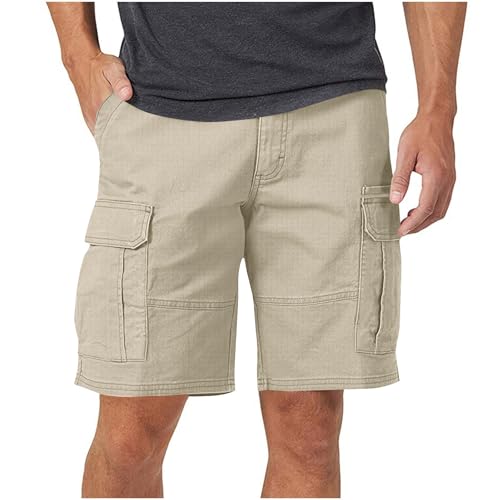 Herren-Shorts Sommer Kurze Cargo Hosen Freizeit Cargohose Bermuda Jogginghose Große Größen Hose Kurz Freizeithose Locker Sommerhose Leichte Arbeitshose Männer Stoffhose Sporthose, S-3XL, Grau, M von NZYIHAO