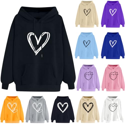 Hoodie Damen Liebe Herz Drucken Pullover Angebote Des Tages Heute Paar Geschenke für Beide Personalisierte Geschenke Meine Bestellungen Anzeigen Warehouse Deal Geschenke für Frauen Tagesangebote Heute von NZYIHAO