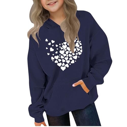 Hoodie Kinder Casual Sweatshirt mit Kapuze Fashion Motiv Kapuzenpullover Sport Pullover Mädchen Langarm Oberteile Winter Kleidung Y2K Oberteil Teenager Casual Locker Baumwolle Hoody von NZYIHAO