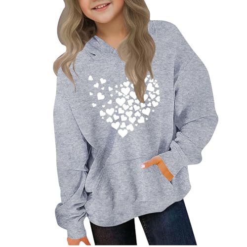 Hoodie Kinder Casual Sweatshirt mit Kapuze Fashion Motiv Kapuzenpullover Sport Pullover Mädchen Langarm Oberteile Winter Kleidung Y2K Oberteil Teenager Casual Locker Baumwolle Hoody von NZYIHAO