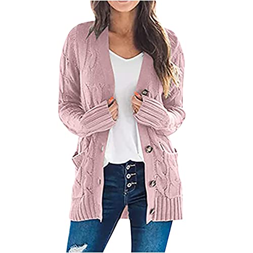 Jacke Damen Black Friday Angebote 2024 Strickjacke Damen Lang Cardigan V-Ausschnitt Häkeljacke Leicht Winterjacke Elegant Jacke Baumwolle Übergangsjacke Einfarbig Strickmantel Open Front Outwear von NZYIHAO