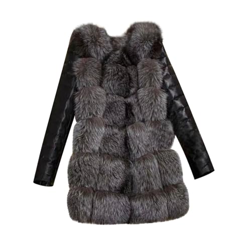 Kunstfell Jacke Damen Mode Einfarbig Winterjacke Dicke Warme Übergangsjacke Winter Kunstpelz Mantel Gesteppte Pelzmantel Langarm Felljacke Locker Pelzjacke Weicher Wintermantel Große Größen Fellmantel von NZYIHAO