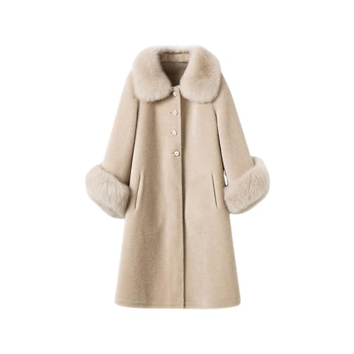 Kunstpelz Mantel Damen Elegant Einfarbig Winterjacke Lange Kunstfell Jacke Große Größen Pelzmantel Winter Übergangsjacke Dicke Warme Wintermantel Langarm Felljacke Pelzjacke mit Knöpfen Fellmantel von NZYIHAO