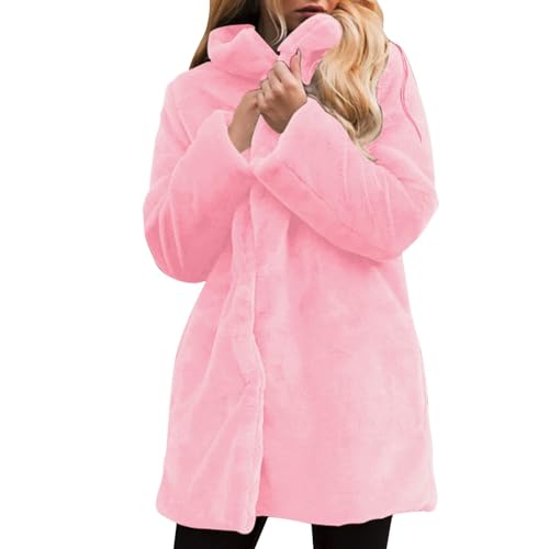 Kunstpelz Mantel Damen Mode Einfarbig Winterjacke Dicke Warme Pelzmantel Große Größen Kunstfell Jacke Lange Winter Übergangsjacke Plüsch Wintermantel Langarm Felljacke Fellmantel Pelzjacke Mantel von NZYIHAO