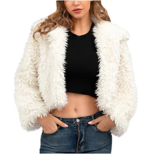 Kunstpelze Jacke Damen Angebote Des Tages Heute Kunstpelze Mantel Damen Modische Einfarbig Pelzmantel Flauschig Winterjacke Winter Felljacke Kurze Kunstfell Jacke Langarm Übergangsjacke Große Outwear von NZYIHAO