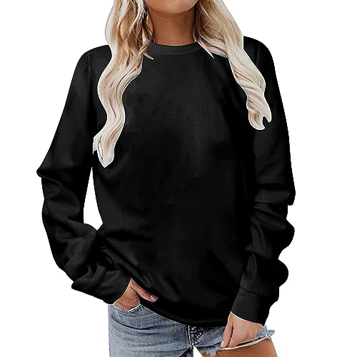 Langarmshirt Damen Sale Angebote Oversize Pullover Damen Casual Sweatshirt Einfarbig Langarmshirt Leichte Longshirt Langarm Pulli Große Größen Oberteile Rundhals Longsleeve Bequem Tops Streetwear von NZYIHAO
