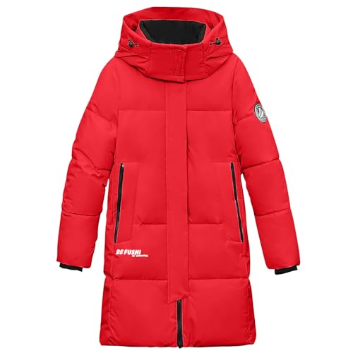 Lange Daunenjacke Damen Dicke Warme Winterjacke Einfarbig Steppjacke mit Kapuze Langarm Stehkragen Jacke Große Größen Übergangsjacke Winter Steppmantel Zip Up Wintermantel Daunenmantel Kapuzenjacke von NZYIHAO