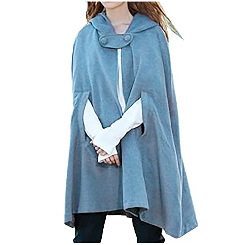 Lange Umhang Damen Mittelalter Einfarbig Cape mit Kapuze Halloween Kostüm Open Front Robe Vintage Poncho Kuschelig Jacke Locker Trenchcoat Herbst Winter Winterjacke Cosplay Kleidung Mantel Outwear von NZYIHAO