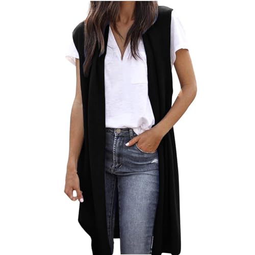 Lange Weste Damen Ärmellos Einfarbig Strickjacke Elegant Jacke Herbst Winter Übergangsjacke Leichte Herbstjacke Open Front Cardigan Locker Longweste Dünne Mantel Basic Damenweste Oberbekleidung Lange Weste Damen Ärmellos Einfarbig Strickjacke Elegant Jacke Herbst Winter Übergangsjacke Leichte Herbstjacke Open Front Cardigan Locker Longweste Dünne Mantel Basic Damenweste Oberbekleidung von NZYIHAO
