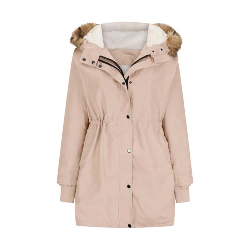 Lange Winterparka Damen Dicke Warme Winterjacke Einfarbig Parka Jacke mit Kapuze Outdoor Wintermantel Große Größen Kapuzenjacke Winter Übergangsjacke Langarm Mantel Zip Up Skijacke Wanderjacke von NZYIHAO