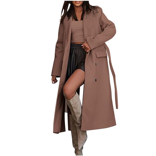 Lange Wollmantel Damen Elegant Einfarbig Trenchcoat Warme Winterjacke Einreihige Strickjacke Jacke mit Gürtel Schlanke Wintermantel Herbst Winter Übergangsjacke Taschen Mantel Wolljacke Windbreaker Lange Wollmantel Damen Elegant Einfarbig Trenchcoat Warme Winterjacke Einreihige Strickjacke Jacke mit Gürtel Schlanke Wintermantel Herbst Winter Übergangsjacke Taschen Mantel Wolljacke Windbreaker von NZYIHAO