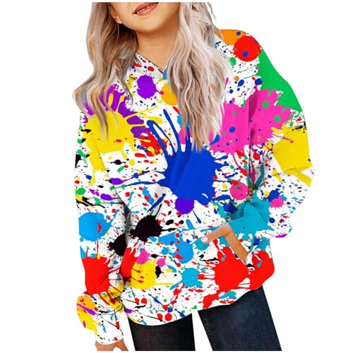 Mädchen Hoodie Batik Kinder Pullover Freizeit Mode Sweatshirt mit Kapuze Winter Langarm Kapuzenpullover für Mädchen Hoodie Mädchen Farbverlauf Kapuzenpullover Winter Sweatshirt mit Kapuze Outwear von NZYIHAO