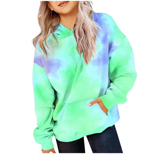 Mädchen Sweatshirtpullover mit Kapuze Hoodie Mädchen Farbverlauf Kapuzenpullover Winter Sweatshirt mit Kapuze Casual Pullover Kinder Langarmshirt Locker Pulli Leichte Oberteile Kuschelig Outwear von NZYIHAO