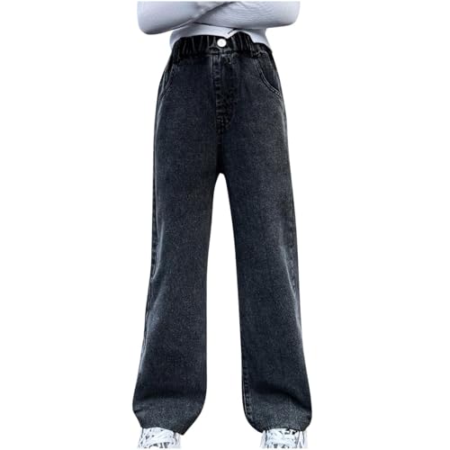 Meine Bestellungen Anzeigen Baggy Jeans Mädchen Weites Bein Schlaghose Lang Jeanshosen Hohe Taille Cargohose Sommer Hose Kinder Freizeithose Y2k Vintage Hosen Loose Fit Pants für 5-15 Sommerhose von NZYIHAO
