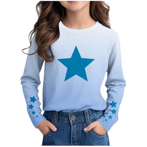 Meine Bestellungen Anzeigen Bluse Mädchen Bedruckte Langarmshirt Bunte Tshirt Kinder Langarm Rundhals Tops Teenager Mädchen Oberteile Casual T-Shirt Leichte T Shirt Locker Pullover Blusenshirt von NZYIHAO
