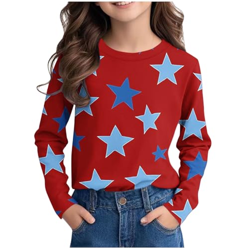 Meine Bestellungen Anzeigen Bluse Mädchen Bedruckte Langarmshirt Bunte Tshirt Kinder Langarm Rundhals Tops Teenager Mädchen Oberteile Casual T-Shirt Leichte T Shirt Locker Pullover Blusenshirt von NZYIHAO