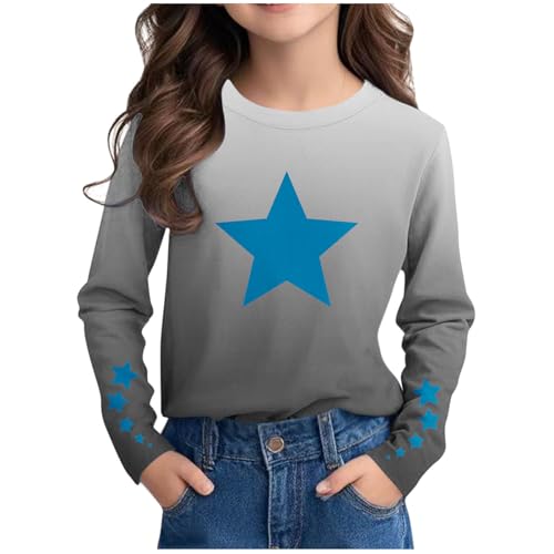 Meine Bestellungen Anzeigen Bluse Mädchen Bedruckte Langarmshirt Bunte Tshirt Kinder Langarm Rundhals Tops Teenager Mädchen Oberteile Casual T-Shirt Leichte T Shirt Locker Pullover Blusenshirt von NZYIHAO