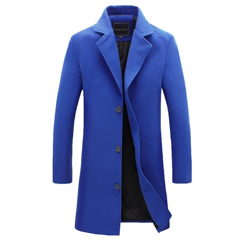 Meine Bestellungen Anzeigen Mantel Mantel Herren Lang Wintermantel Casual Trenchcoat Einfarbig Wollmantel mit Knöpfen Langarm Winterjacke Große Größen Jacke Woll Windbreaker Revers Oberbekleidung von NZYIHAO