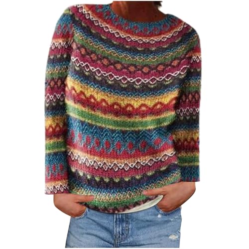 Meine Bestellungen Anzeigen Pullover Damen Elegant Strickpullover Winter Sweatshirt Bunt Sweater Langarm Rundhals Pulli Grobstrick Winterpullover Große Größen Oberteile Leichte Longshirt Strickpulli von NZYIHAO
