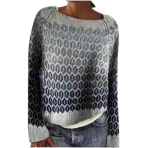 Meine Bestellungen Anzeigen Pullover Damen Elegant Strickpullover Winter Sweatshirt Bunt Sweater Langarm Rundhals Pulli Grobstrick Winterpullover Große Größen Oberteile Leichte Longshirt Strickpulli von NZYIHAO