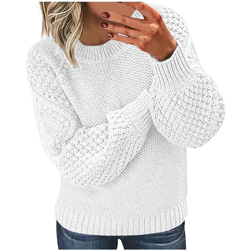 Meine Bestellungen Anzeigen Strickpullover Damen Casual Pullover Winter Sweatshirt ohne Kapuze Langarm Pulli Warme Strickpulli Rundhals Sweater Große Größen Oberteile Locker Winterpullover Blusen von NZYIHAO