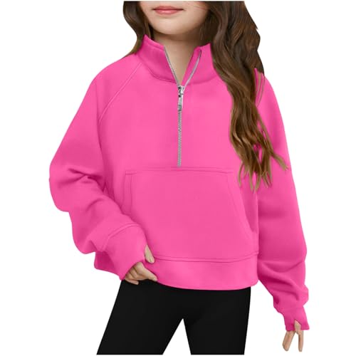 Meine Bestellungen Anzeigen Sweatshirt Mädchen Half Zip Pullover Winter Langarmshirt Casual Einfarbig Oberteile Langarm Pulli Kinder Leichte Winterpullover Locker Tops für 5-14 Jahre Oberbekleidung von NZYIHAO