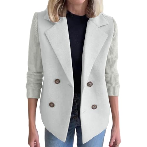 NZYIHAO Damen Blazer Winter Mantel Elegant Warm Wintermantel Wollmantel Knopf Klassische Vintage Revers Schlack Slim Fit Trenchcoat mit Taschen Kurzmantel von NZYIHAO