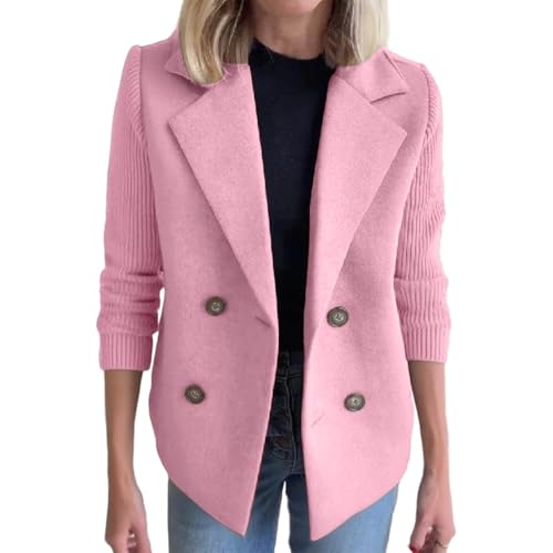 NZYIHAO Damen Blazer Winter Mantel Elegant Warm Wintermantel Wollmantel Knopf Klassische Vintage Revers Schlack Slim Fit Trenchcoat mit Taschen Kurzmantel von NZYIHAO