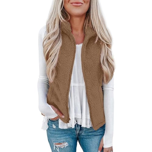NZYIHAO Damen Weste Fleece Outdoor Weste mit Stehkragen Eingrifftaschen Reißverschluss Regular fit Teddy Fleece Weste Damen Ärmellos Winterjacke Casual Fleeceweste Winter Teddyjacke Zip Up Damenweste NZYIHAO Damen Weste Fleece Outdoor Weste mit Stehkragen Eingrifftaschen Reißverschluss Regular fit Teddy Fleece Weste Damen Ärmellos Winterjacke Casual Fleeceweste Winter Teddyjacke Zip Up Damenweste von NZYIHAO