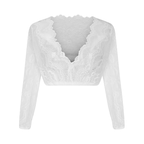 NZYIHAO Dirndl Bluse Damen 3/4 Arm Spitze Shirt V-Ausschnitt Dirndlbluse Sexy Tops Transparentes Outfit Einfarbig Spitzentop Oktoberfest Oberteile Festliche Trachtenbluse Große Größen Spitzenbluse NZYIHAO Dirndl Bluse Damen 3/4 Arm Spitze Shirt V-Ausschnitt Dirndlbluse Sexy Tops Transparentes Outfit Einfarbig Spitzentop Oktoberfest Oberteile Festliche Trachtenbluse Große Größen Spitzenbluse von NZYIHAO