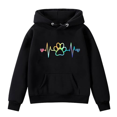 NZYIHAO Hoodie Mädchen, Kapuzenpullover Für Mädchen Mode Elektrokardiogramm Druck Oversize Pullover Sweatshirt mit Kapuzen Langarm Kapuzenpulli Sweatshirt Kinder Pulli Hoodie von NZYIHAO