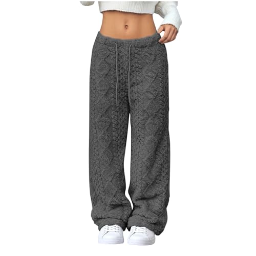 NZYIHAO Hosen Damen Fleece Jogginghose Baggy Flauschig Schlafhose Lang Thermohose Teddy Fleece Hose Plüsch Winterhose Elastischem Bund Kuschelhose Lounge Pyjamahose Warm Haushose Winter Damenhosen von NZYIHAO