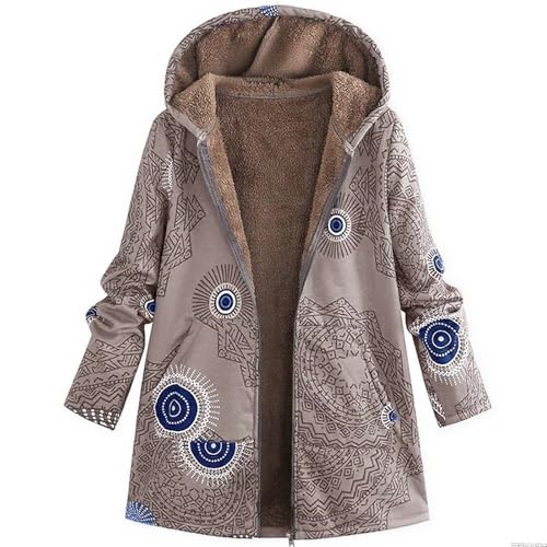 NZYIHAO Kapuzenpullover für Damen, Zipper Hoodie Teenager Mädchen, Sweatjacke Damen mit Kapuze Warm Fleecejacke Sherpa-gefütterte Winterjacke Vintage Boho Hippie Hoody Jacke S bis 5XL von NZYIHAO