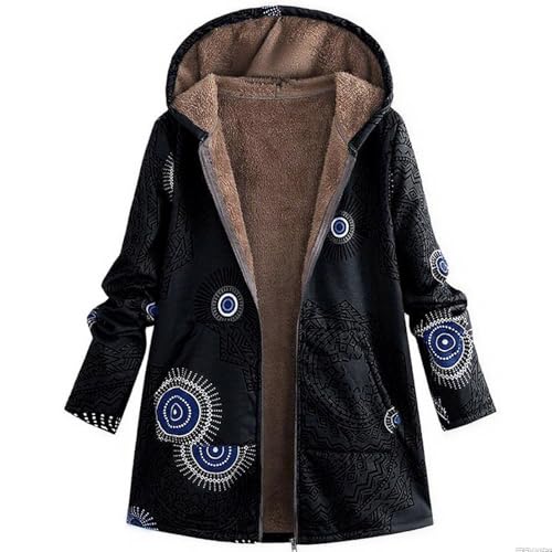 NZYIHAO Kapuzenpullover für Damen, Zipper Hoodie Teenager Mädchen, Sweatjacke Damen mit Kapuze Warm Fleecejacke Sherpa-gefütterte Winterjacke Vintage Boho Hippie Hoody Jacke S bis 5XL von NZYIHAO