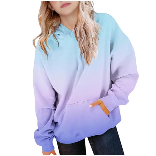 NZYIHAO Mädchen Hoodie Kleid Kinder Lang Kapuzenpullover Winter Pullover Mode Freizeit Farbverlauf Longshirt Sweatshirt für Mädchen 4-14 Jahre von NZYIHAO
