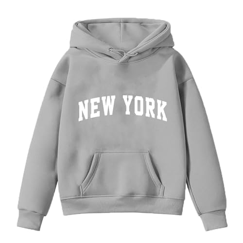 NZYIHAO New York Kapuzenpullover Für Mädchen Mode Buchstaben Drucke Oversize Pullover Sweatshirt mit Kapuzen Langarm Kapuzenpulli Sweatshirt Kinder Pulli Hoodie Oberteile 2-14 Jahre von NZYIHAO