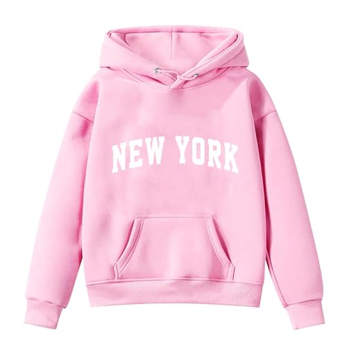 NZYIHAO New York Kapuzenpullover Für Mädchen Mode Buchstaben Drucke Oversize Pullover Sweatshirt mit Kapuzen Langarm Kapuzenpulli Sweatshirt Kinder Pulli Hoodie Oberteile 2-14 Jahre von NZYIHAO