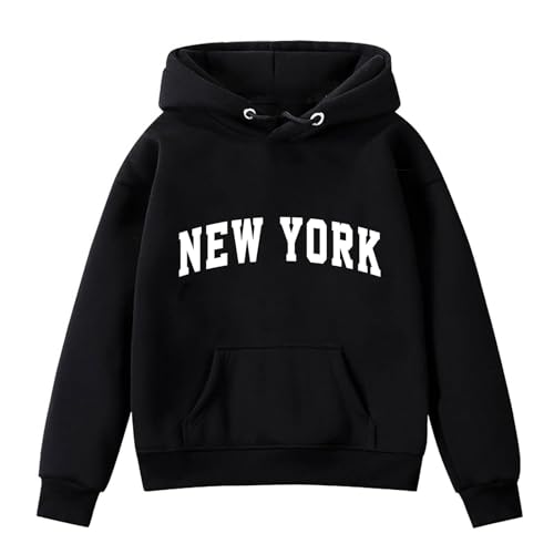 NZYIHAO New York Kapuzenpullover Für Mädchen Mode Buchstaben Drucke Oversize Pullover Sweatshirt mit Kapuzen Langarm Kapuzenpulli Sweatshirt Kinder Pulli Hoodie Oberteile 2-14 Jahre von NZYIHAO