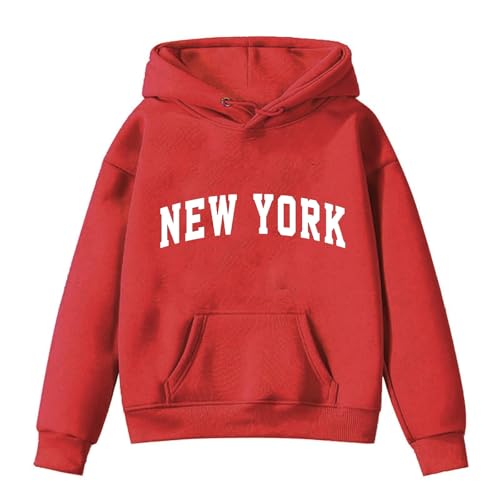 NZYIHAO New York Kapuzenpullover Für Mädchen Mode Buchstaben Drucke Oversize Pullover Sweatshirt mit Kapuzen Langarm Kapuzenpulli Sweatshirt Kinder Pulli Hoodie Oberteile 2-14 Jahre von NZYIHAO