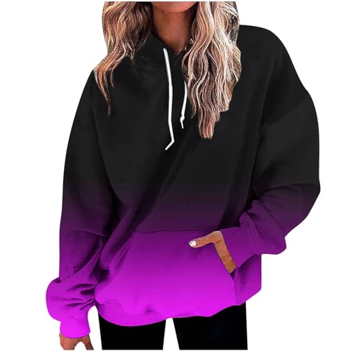 Pullover Damen Meine bestellungen anzeigen Oversize Hoodie Farbverlauf Langarmshirt mit Kapuze Casual Pullover Langarm Sweatshirt Große Größen Pulli Leichte Kapuzenpullover Basic Hoodie von NZYIHAO
