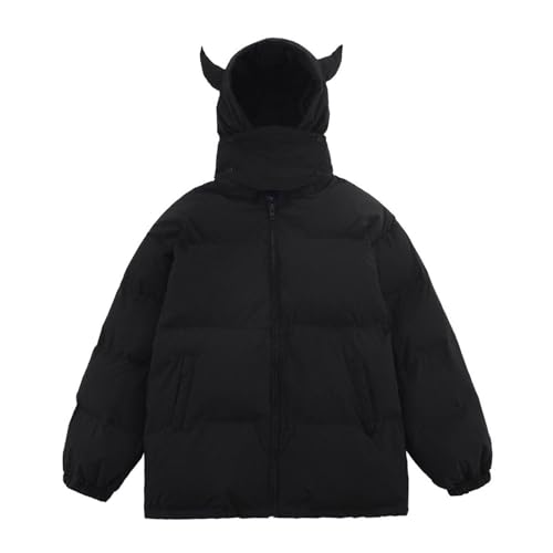 NZYIHAO Steppjacke Damen Süße Winterjacke mit Kapuze Ohr Einfarbig Jacke Dicke Warme Wintermantel Langarm Stehkragen Steppmantel Zip Up Mantel Locker Kapuzenjacke Skijacke Streetwear Outdoorjack von NZYIHAO