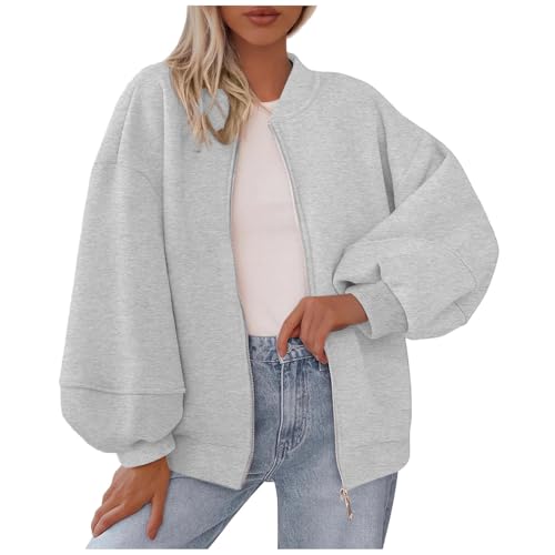 NZYIHAO Strickfleecejacke Damen, Damen Sweatjacke ohne Kapuze Stehkragen Sweatshirt Langarm Fleece Outwear Jacken Winter von NZYIHAO