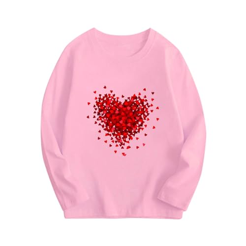 NZYIHAO Sweatshirt Mädchen Pullover für Kinder Baumwolle Sweater Kleinkind Langarm Tops Langarmshirt Bequeme Oberteile mit Liebe Herz Drucken Alter 3-14 Jahre von NZYIHAO